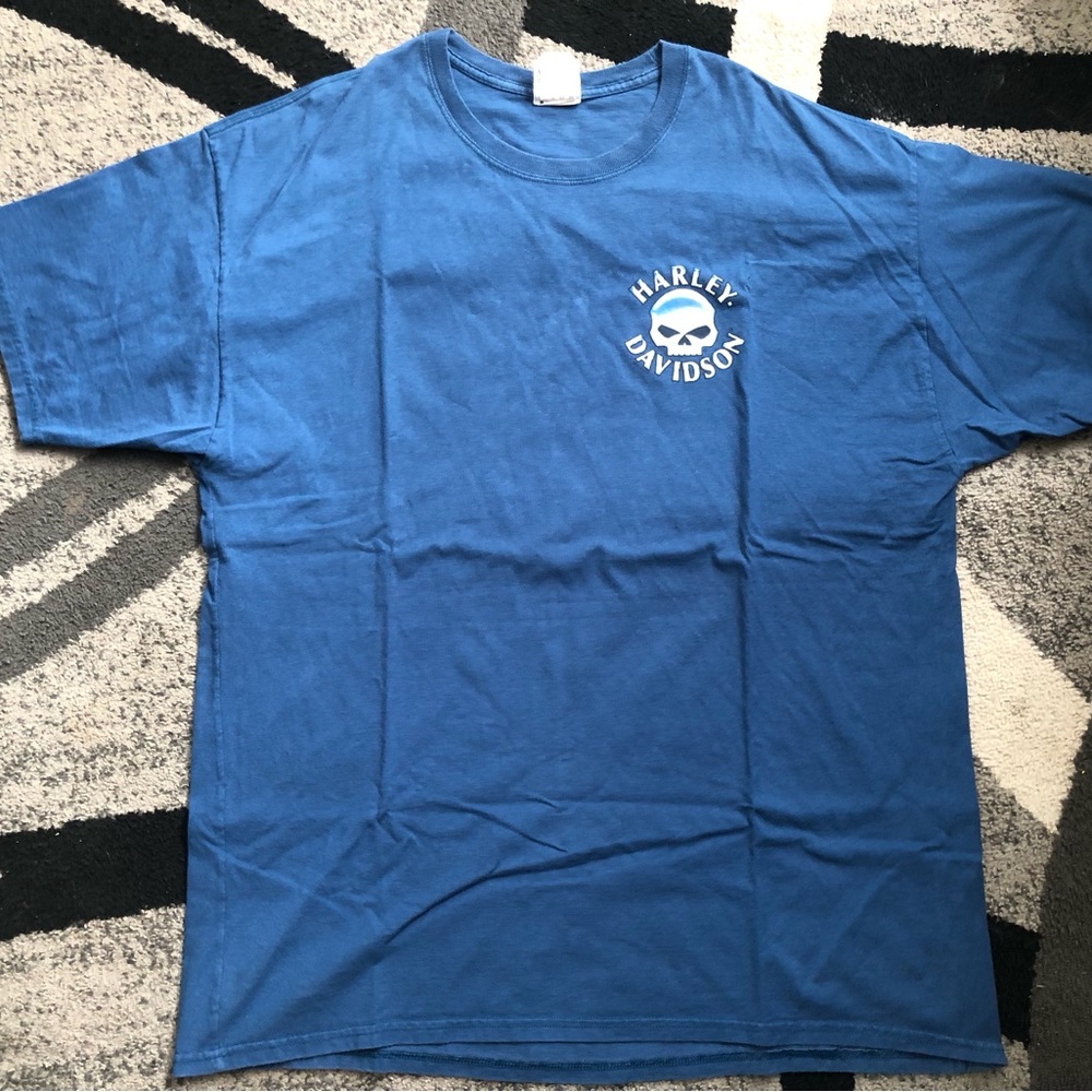 Harley-Davidson Blue Short Sleeve Skull Logo Tee